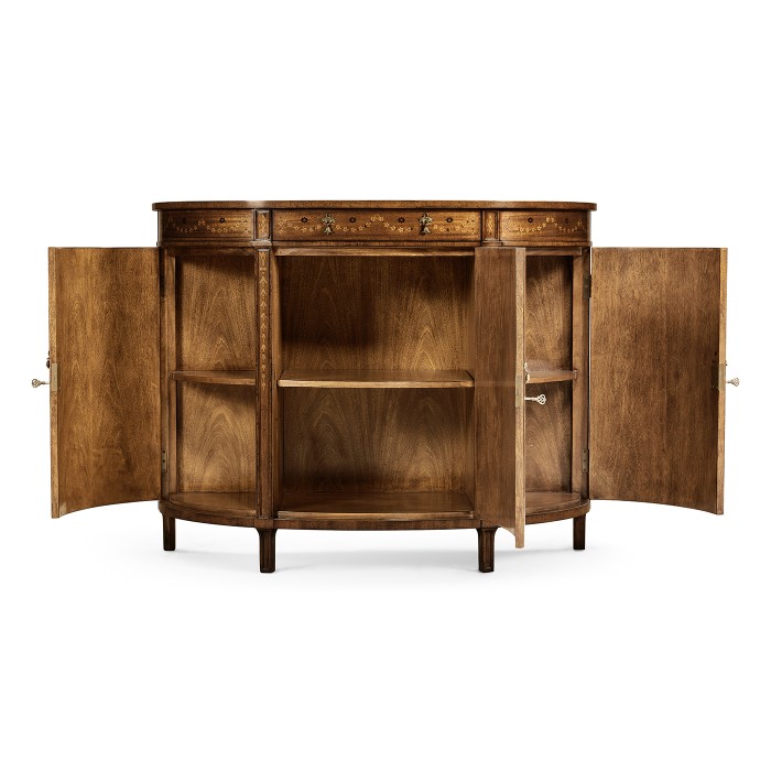 Adam Style Satinwood & Marquetry Demilune Cabinet