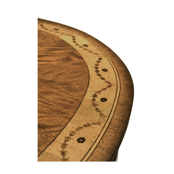 Adam Style Satinwood & Marquetry Demilune Cabinet