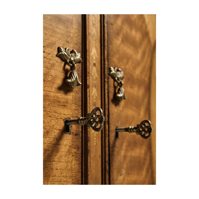 Adam Style Satinwood & Marquetry Demilune Cabinet