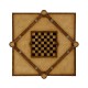 Walnut Leather Games Table with Geometric Inlays