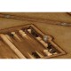 Walnut Leather Games Table with Geometric Inlays