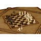 Walnut Leather Games Table with Geometric Inlays