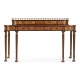 Crotch walnut buffet or serving table with brass gallery