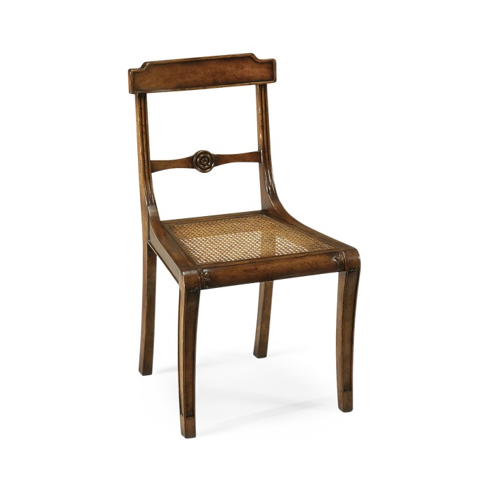 Regency walnut side chair with caned seat