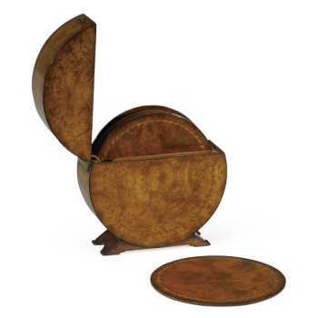 Circular Walnut & Inlay Placemat Box