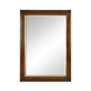 Plain walnut rectangular mirror with gilt inset