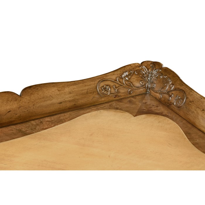 Rectangular satinwood coffee table with carved raised top