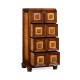 Distressed walnut tall 8-drawer chest (Square brass handles)