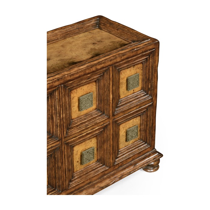 Distressed walnut 2-door cupboard (Square brass handles)