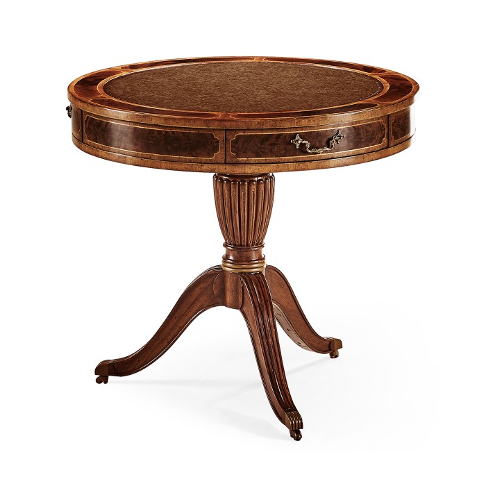 Mahogany Drum Table (Red Leather)