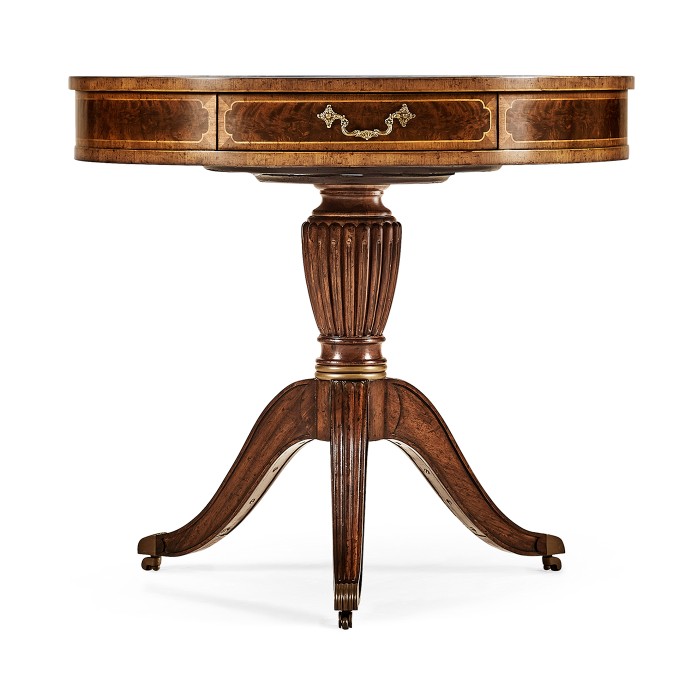 Mahogany Drum Table (Green Leather)