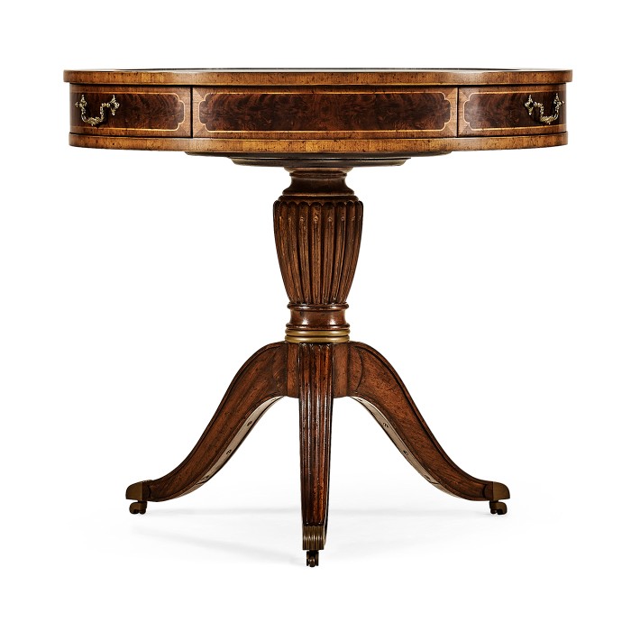 Mahogany Drum Table (Green Leather)