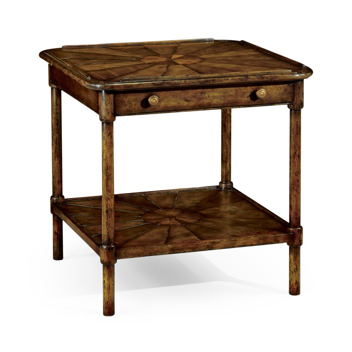 Rustic walnut two-tier table