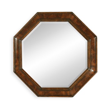 Small Octagonal Crotch Mahogany Mirror