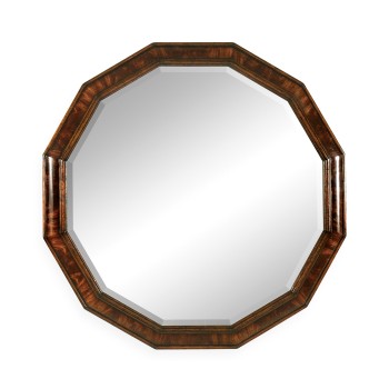 Twelve Sided Crotch Mahogany Mirror