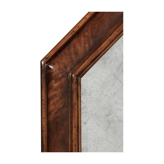 Large Octagonal Crotch Mahogany Mirror (Églomisé)