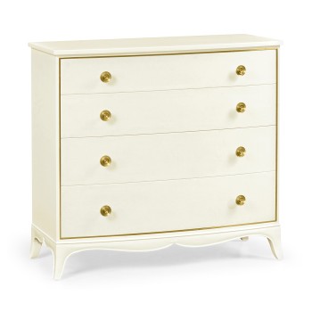 Ivory & Crackle Ceramic Lacquered Chest of Four Drawers
