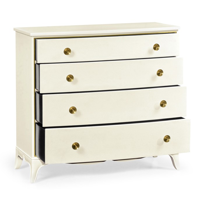 Ivory & Crackle Ceramic Lacquered Chest of Four Drawers
