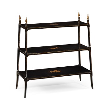 Regency Style Black Three-Tier Étagère (Large)
