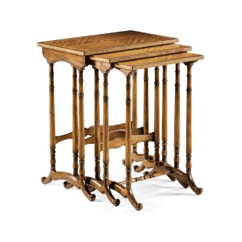 Satinwood nest of three tables