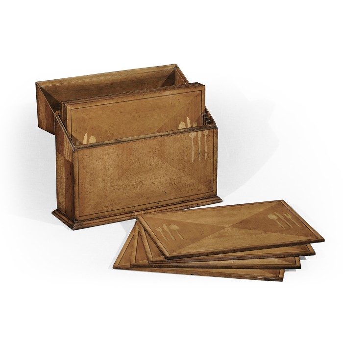 Rectangular Satinwood & Cutlery Inlay Placemat Box