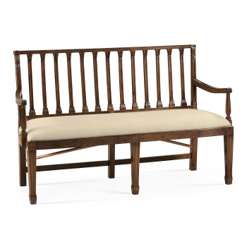 Walnut Two Seat Bench with Column Back