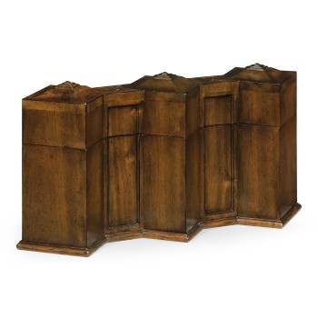 Triple Glass Decanters Set in Conjoined Square Cases