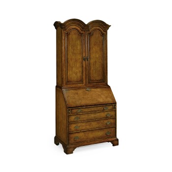 Queen Anne Light Walnut Bureau Cabinet with Panelled Doors