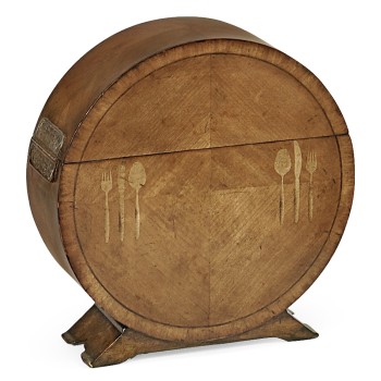 Circular Satinwood & Cutlery Inlay Placemat Box