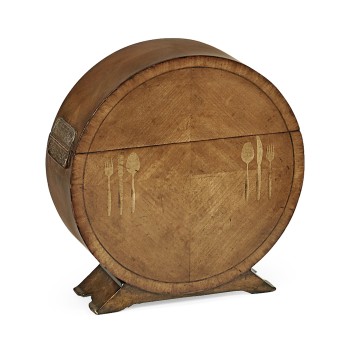 Circular Satinwood & Cutlery Inlay Placemat Box