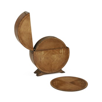 Circular Satinwood & Cutlery Inlay Placemat Box