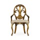 Sheraton Style Walnut & Gilded Oval Back Arm Chair