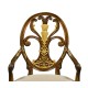 Sheraton Style Walnut & Gilded Oval Back Arm Chair
