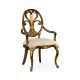 Sheraton Style Walnut & Gilded Oval Back Arm Chair