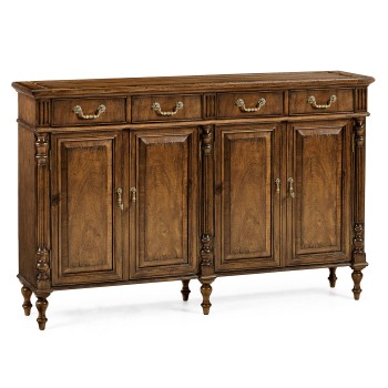 Traditional Double Narrow Cabinet with Twin Cupboards