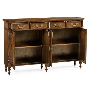 Traditional Double Narrow Cabinet with Twin Cupboards