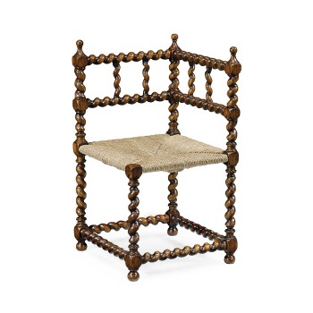 Barley Twist Walnut Corner Chair