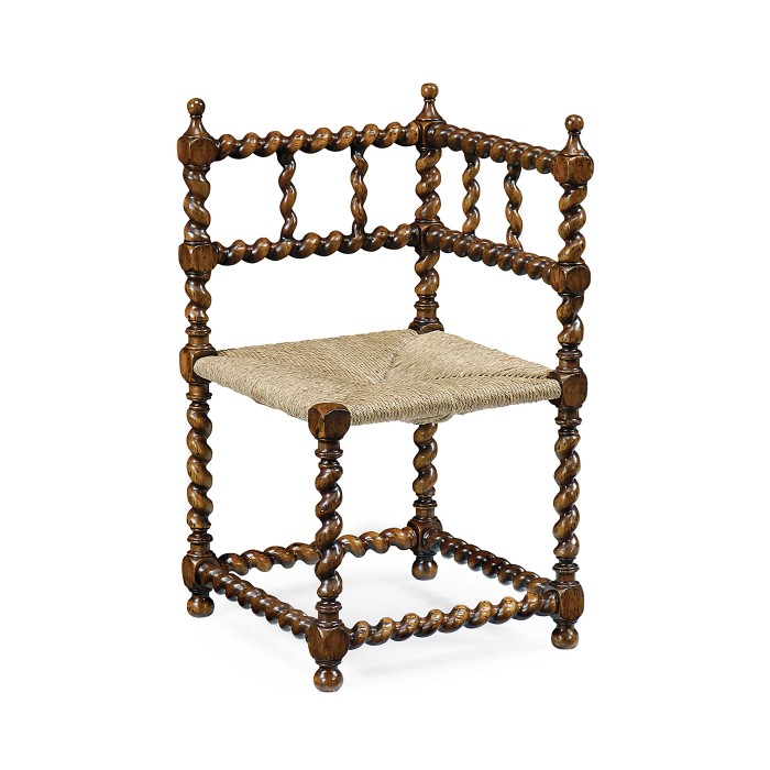 Barley Twist Walnut Corner Chair