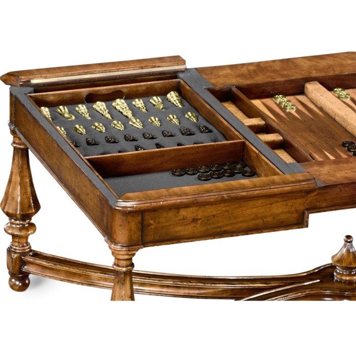 Rectangular walnut games coffee table