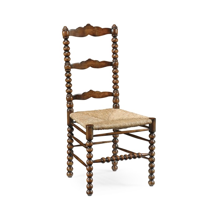 Bobbin Turned Walnut Ladder Back Side Chair