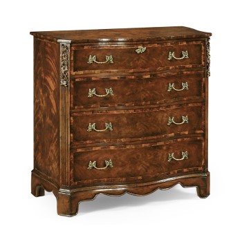 Mahogany and Oyster Serpentine Chest