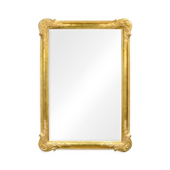 French 19th century tall rectangular gilded mirror (Plain)