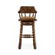 Country style walnut leather barstool with barley twist legs