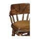 Country style walnut leather barstool with barley twist legs