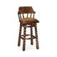 Country style walnut leather barstool with barley twist legs