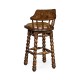 Country style walnut leather barstool with barley twist legs