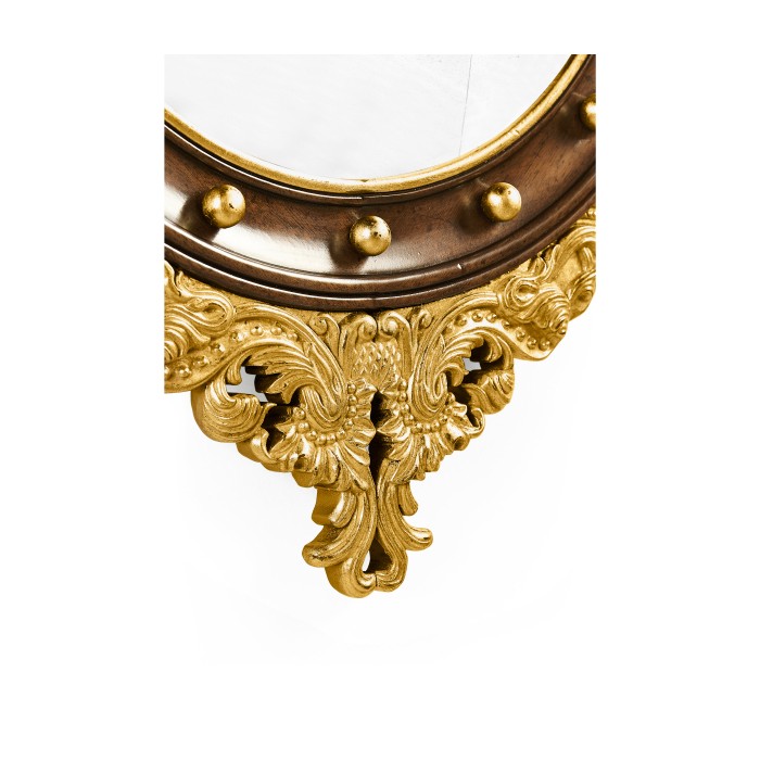 Regency walnut & gilt round convex églomisé mirror (Small)