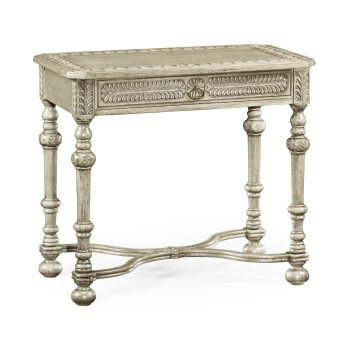 Chip Carved Grey Oak Rectangular Side Table