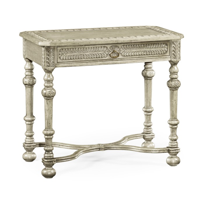 Chip Carved Grey Oak Rectangular Side Table