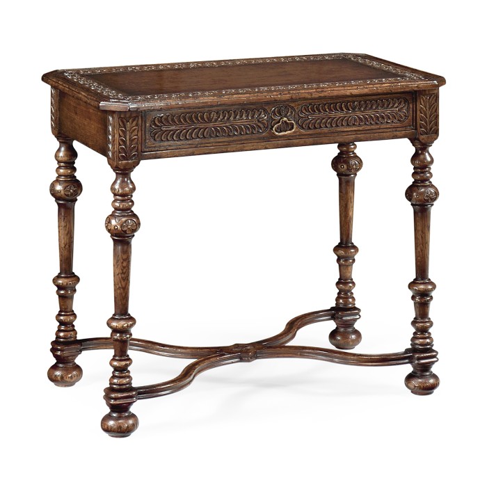 Chip Carved Dark Oak Rectangular Side Table